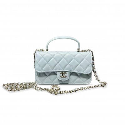 CHANEL MINI TOP HANDLE FLAP BAG WITH CHAIN QUILTED LAMBSKIN AP3226 (17.2*10*3.3cm)